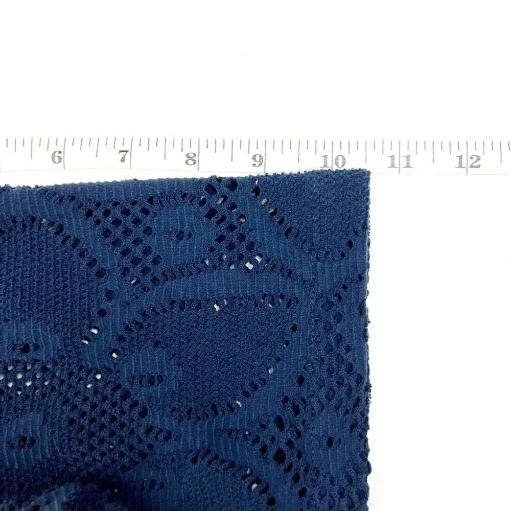 J. Crew Stretchy Floral Lace Crew Neck Short Sleeve Top. Navy Blue. Size S
